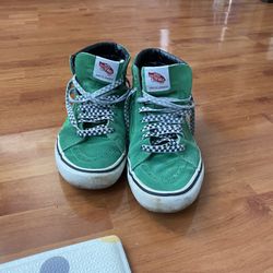 Vans Old Skool Sk8 Hi Skate Shoes - Green & White - Checkered Sole US 9. Used Condition make an offer!
