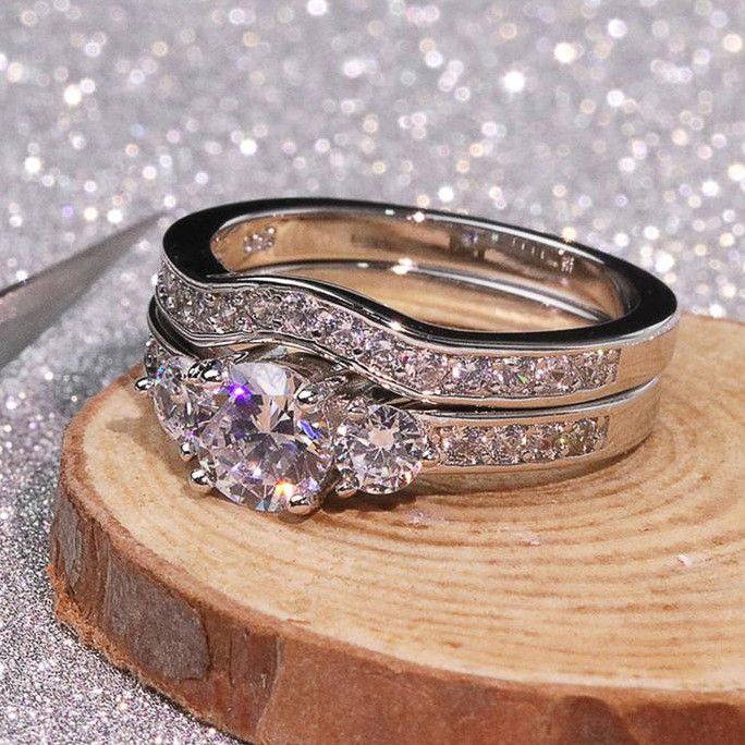 "Shiny Round CZ Luxury Silver Beautiful Wedding Ring for Women, K877
 
  