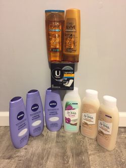 3nivea body wash 500ml 3st Ives body wash 700ml 1kotex liners 1set L’Oréal shampoo conditioner bundle for $25/ pick Up Gahanna