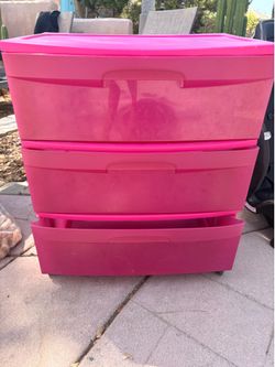 Pink rolling cart