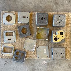 5 Used Metal Electric Boxes And 7 Metal Covers