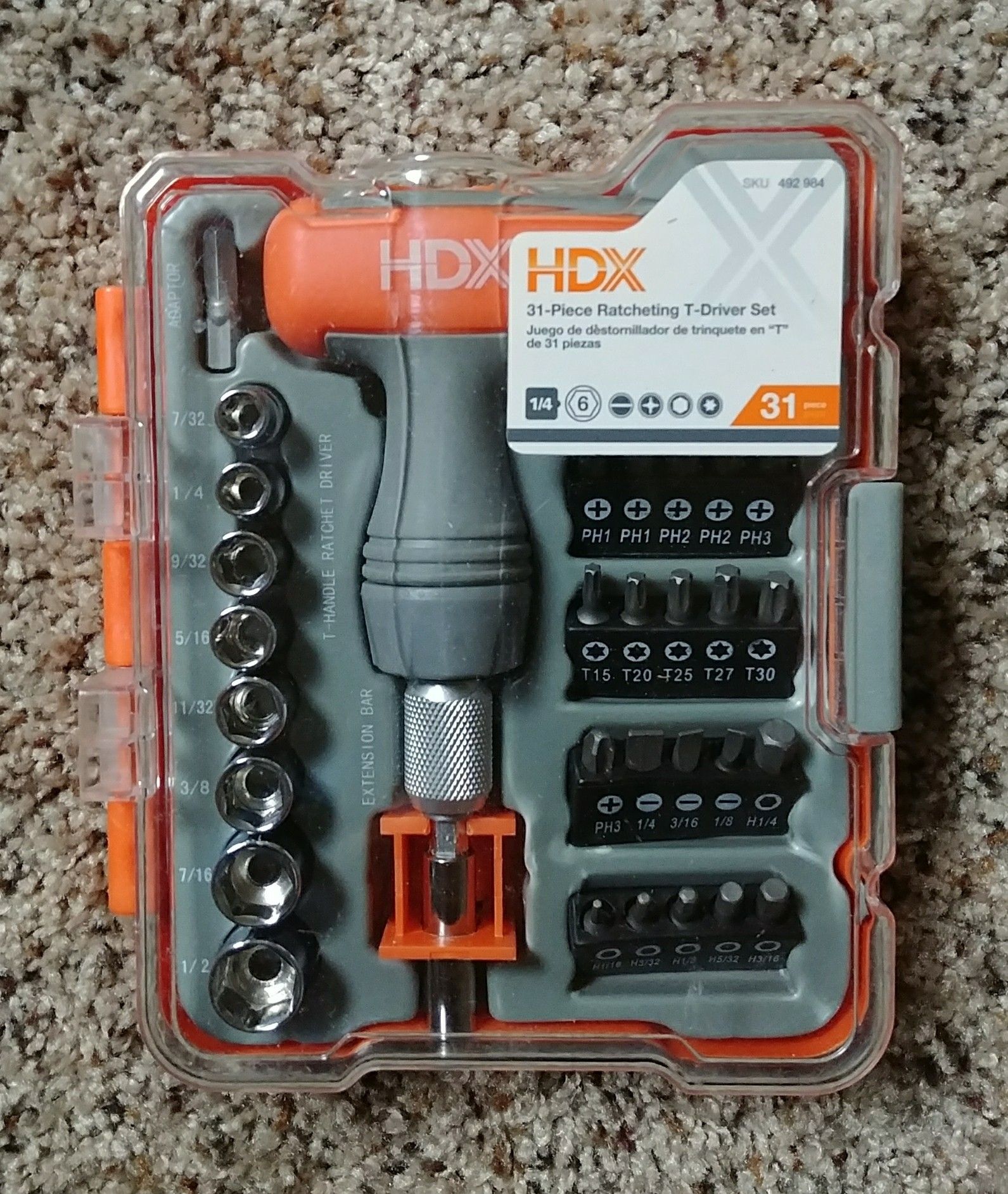 Brand New HDX 31-Piece Ratcheting T-Driver Set