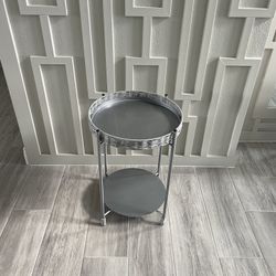 Gray Round Side Table 