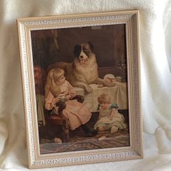 Vintage Children’s Print. BEST fRIENDS By Alexander Roswell. Framed 35 Years Ago