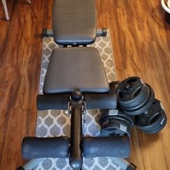 mancuernas de 80 libras con banco 