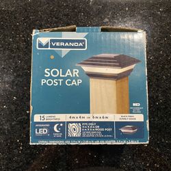 Veranda Solar LED Post Cap 4x4” or 6x6” Black Finish Downlit Design On At Dusk
