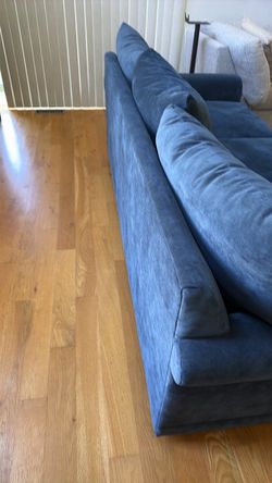 Navy Blue Fabric Three-Seat Sofa