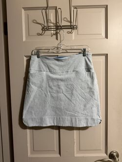 S.C. & CO Women’s SportsWear Athletic Skort Skirt White Blue Stripes Size Large 