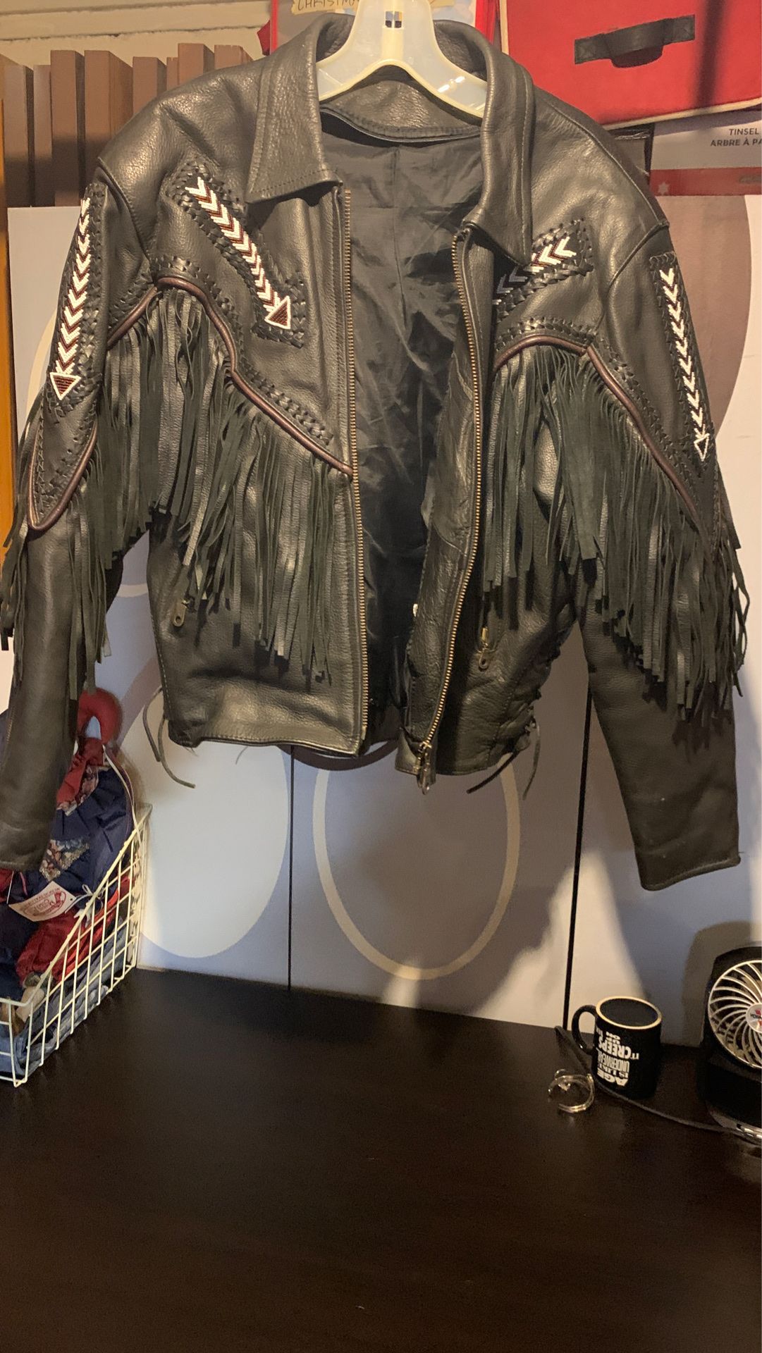 Leather Riding jacket With Liner And fringe
