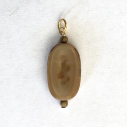 🤎 Beautiful, brown and tan sliced Czech glass pendant