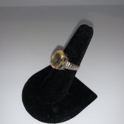 Vintage Silver Yellow Beryl/Heliodor Gemstone Ring