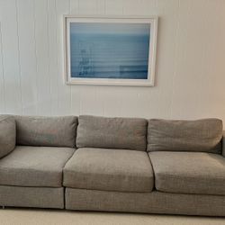 Grey West Elm Sectional Plush Couch