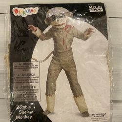 Zombie Sock Monkey Costume Kids 7/8, small flaw