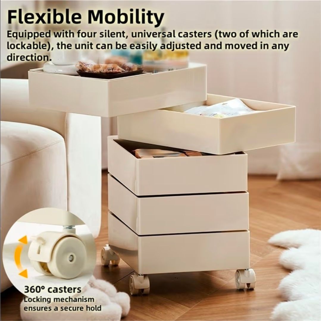 Trolley Makeup Rolling Storage Cart, 5 Tier Khaki