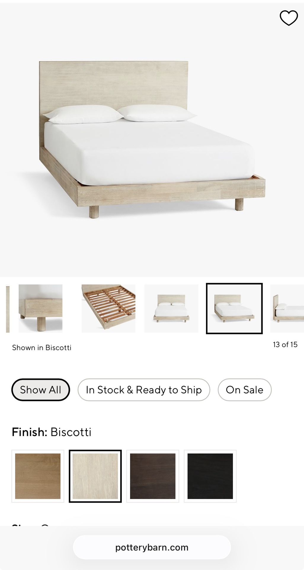 Pottery Barn Cayman Platform Bed Queen Biscotti