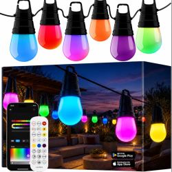 Brand New 50FT RGB Smart Outdoor String Lights, APP & Remote Patio Lights