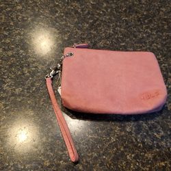Halo pink velvet 5x7" zipper clutch with handle