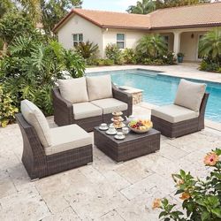 ES248 $55 23 x 25 Inch Outdoor Seat Cushion Set of 24,Water-Resistant & Fade Resistant Deep Seat and Back Cushion with Removable Cover for Patio Furni
