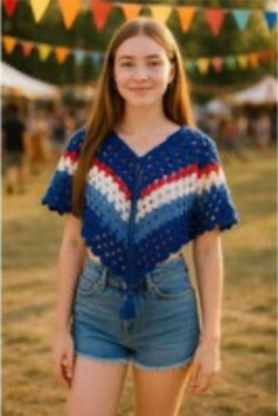 Americana Crochet Poncho