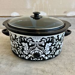 Hamilton Beach 6 Quart Slow Cooker - Black & White Floral Damask Print