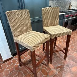 2 Designer Water Hyacinth Bar Stools