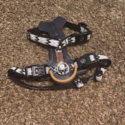 Medium Black And Gray Dog Harness