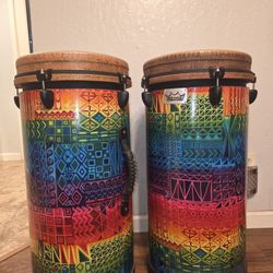Pair of Remo Tubano Drums – 12” – Nuskyn Heads – Made in USA – One with Bag
