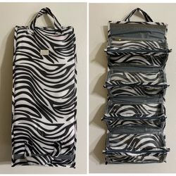 Brand new JM New York Zebra Black White Zebra Roll Up Travel Makeup Jewelry Bag  