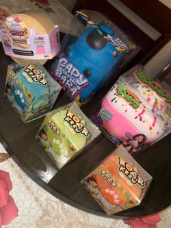 1 capybara 1 scented cupcake 1 cherry blossom, dumpling, and 3 roar crew super squishy