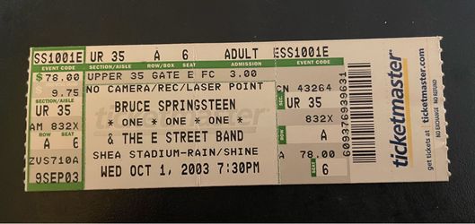 Springsteen 2003 Shea concert ticket