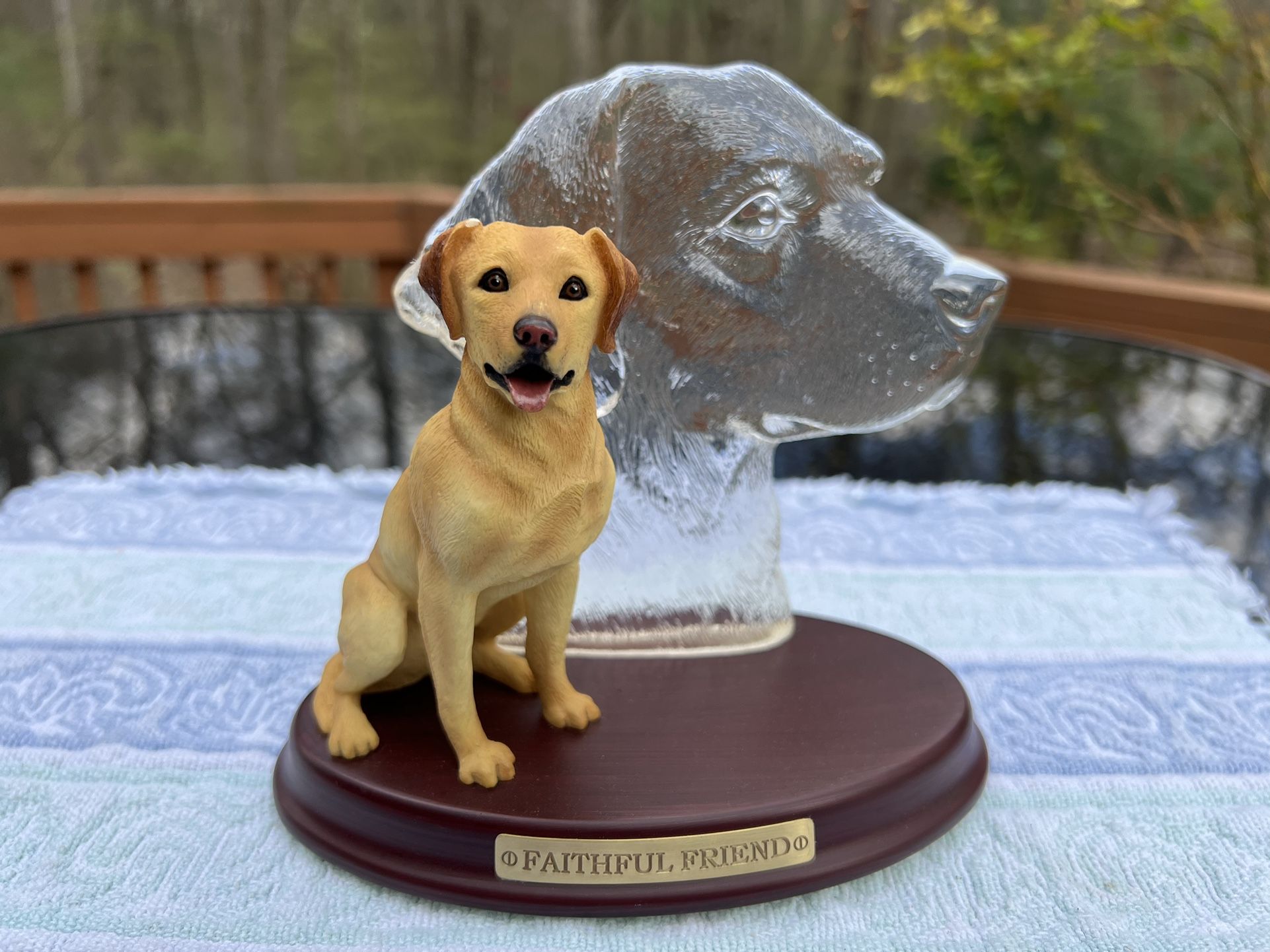 Bradford Exchange "Faithful Friend" Collectible Dog Statue Figurine/Yellow Labrador Dog