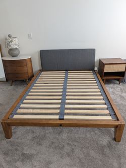 Queen Thuma Bed Frame w/ Pillowboard - Walnut