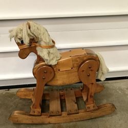 Vintage Solid Wood Rocking Horse - Retails new for 400+
