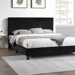 Black Material: Fur-Like Jumbo Corduroy Queen New Bed. Also Available In Full Size. 