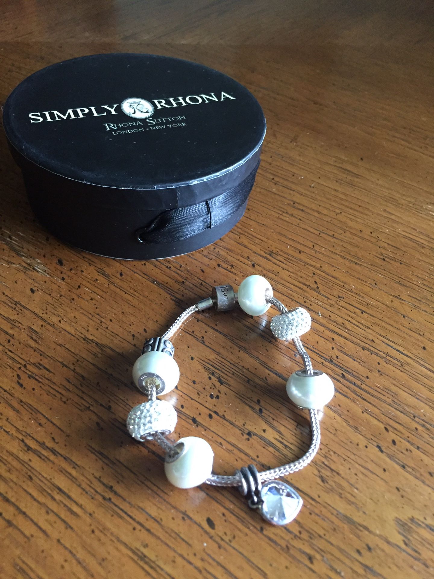Pearl with diamond accent bracelet that is brand name Simply Rhona
