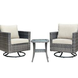 Three Piece Patio Furniture Set High Quality Patio Swivel Rocking Chairs Brand New Patio Furniture Outdoor Furniture Sillas Mesadoras 🆕