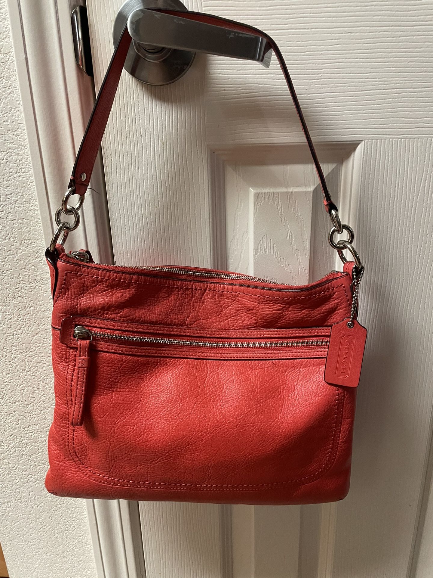 COACH Poppy Perri Pebbled Leather Shoulder Bag-