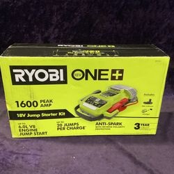 🧰🛠RYOBI ONE+18V Cordless 1600A Jump Starter w/LED WorkLight Kit w/2.0Ah Batt&Charger-NEW!-$115!🧰🛠