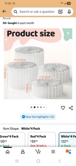 4 Pack Buffet Risers, FOLDABLE Food Display Risers for Dessert Table,Dessert Table Display Set, White Cardboard Cylinder Cake Cupcake Stands for Party