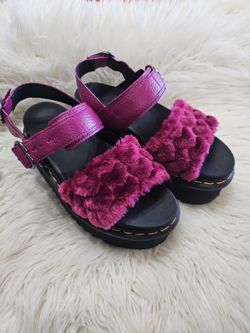 dr martens Fluffy Faux Fur Platform Sandals