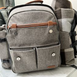 Picnic Backpack With Cooler And Blanket