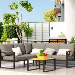 5-in Thick Cushions Aluminum Patio Furniture Set Outdoor Patio Furniture Aluminum Patio Sofa 🆕🛺🚎🆕