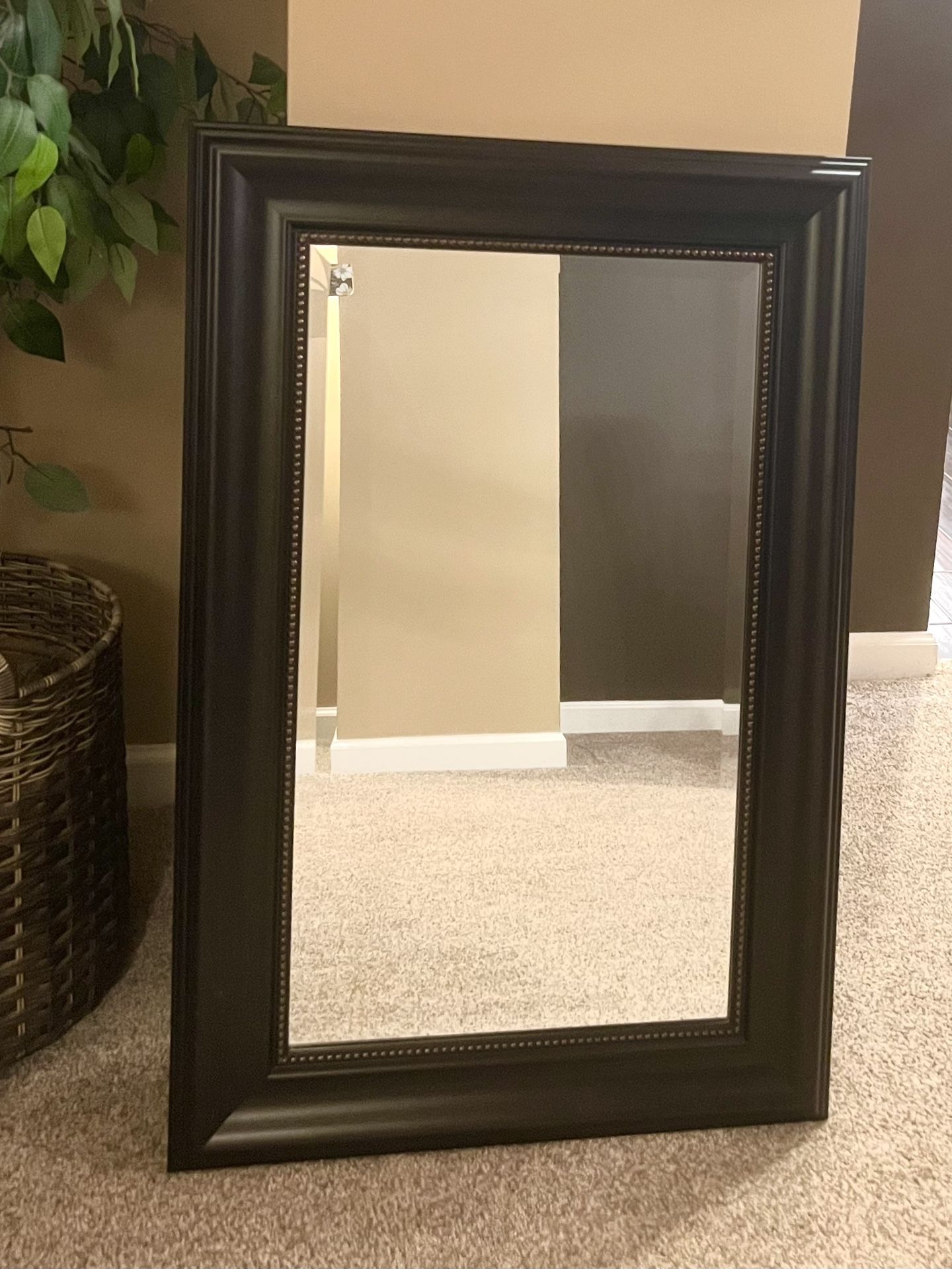 Dark Brown Mirror With Bronze Accents