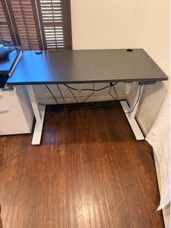 Upstand L-Shaped Electric Standing Desk by Bestar, dark gray