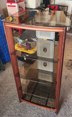 Wood and Glass Media Stand - 4ft Tall
