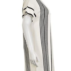 St. John Knits White/Black Striped Tunic Dress XL