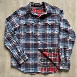 Vintage 90s Polo Ralph Lauren Plaid Western Pearl Snap Shirt Lined Reversible  Sz XL 