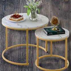 ✨ ELEGANT NESTING SIDE TABLES - Set of 2 ✨