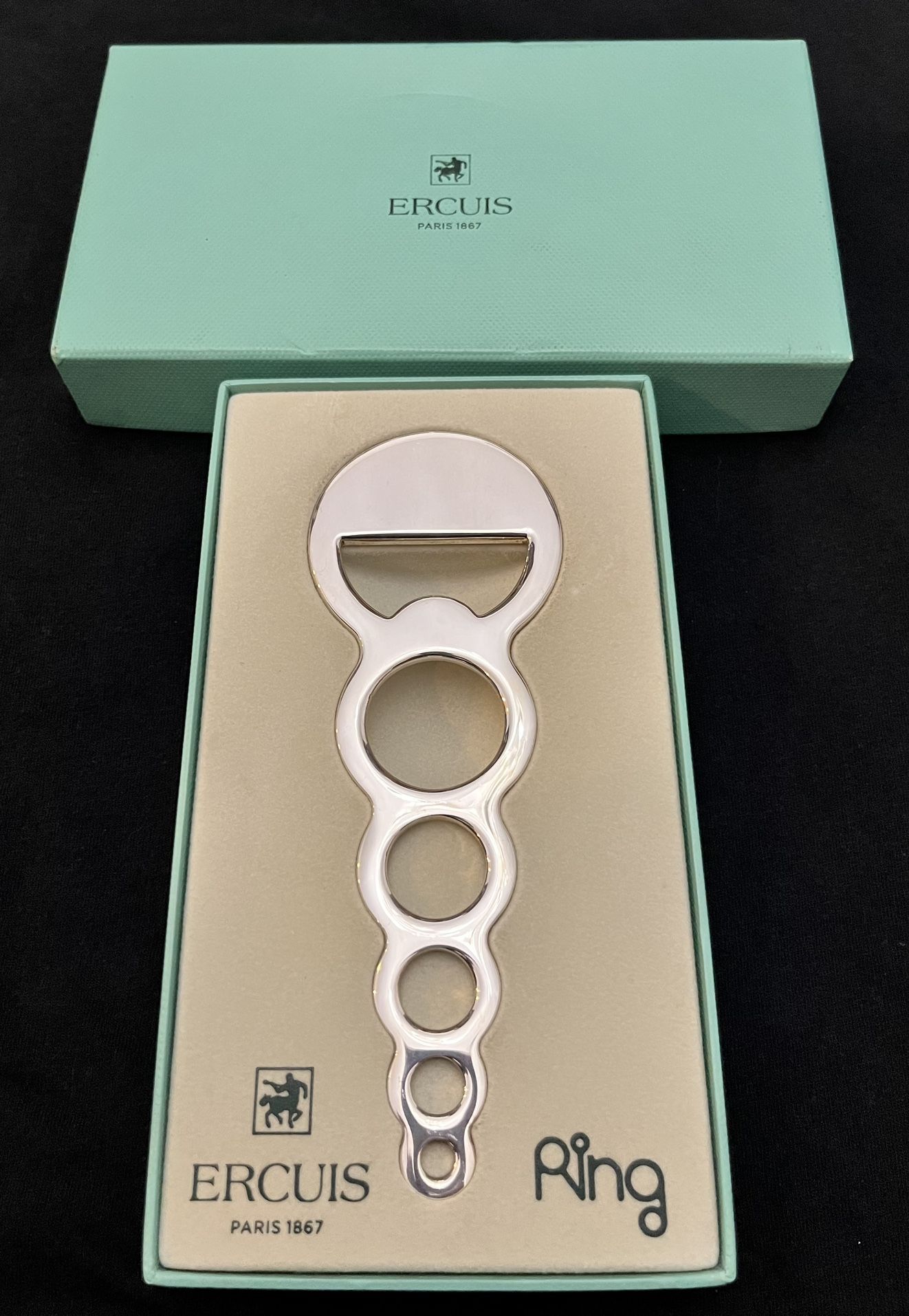 ERCUIS Paris 1867 RING Series Silver Bottle Opener~ New In Box