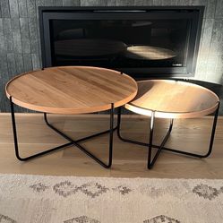 Room and Board Perimeter nesting tables solid oak